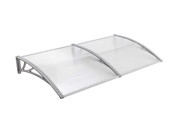 Copertină ECO de ușă 240x100cm marchiză adăpost acoperiș gri-transparent - Gri/Transparent