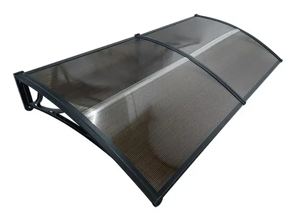 Copertină ECO de ușă 240x60cm marchiză adăposta coperiș negru-bronz - Negru/Bronz
