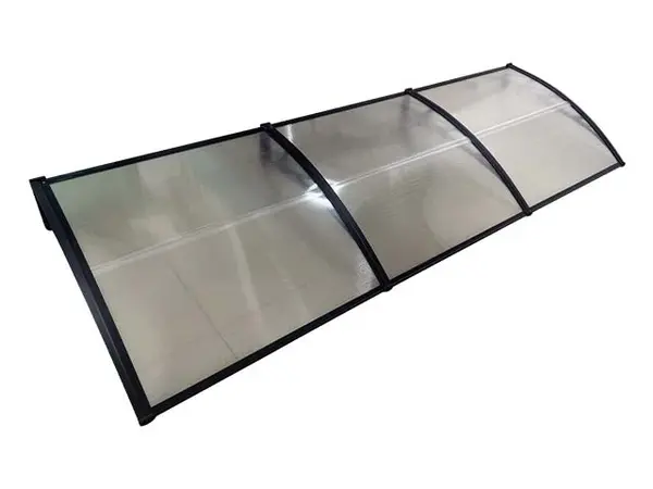 Copertină ECO de ușă 300x100cm marchiză adăpost acoperiș negru-transparent - Negru/Transparent