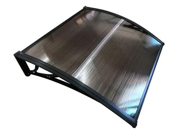 Copertină ECO de ușă 80x80cm marchiză adăpost acoperiș negru-bronz - Negru/Bronz