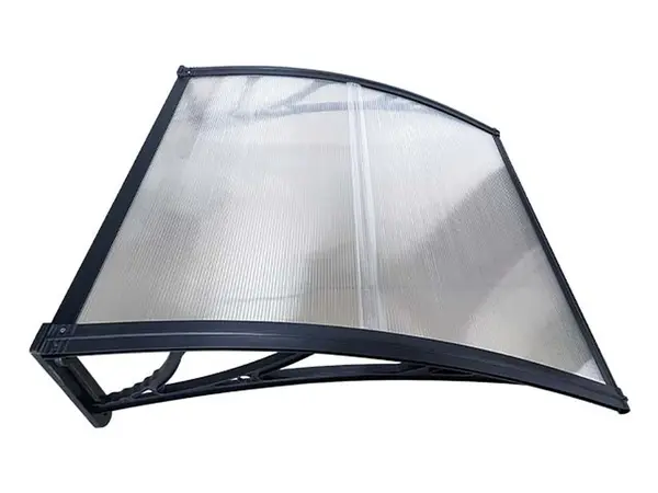 Copertină ECO de ușă 80x80cm marchiză adăpost acoperiș negru-transparent - Negru/Transparent