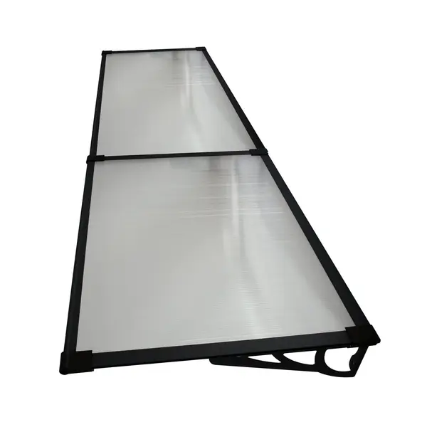 Copertină MAX PRO 240x80 cm din oțel, aluminiu și policarbonat – Negru/Transparent - Negru/Transparent
