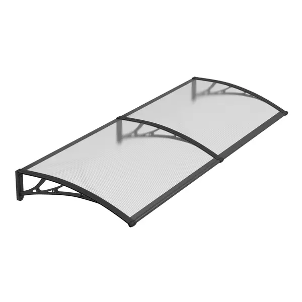 Copertină PREMIUM 200x60 cm, placă 6 mm dintr-o bucată – Negru/Transparent - Negru/Transparent