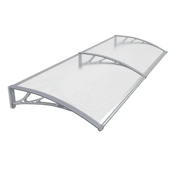 Copertină PREMIUM 240x80 cm, placă 6 mm dintr-o bucată – Gri/Transparent - Gri/Transparent