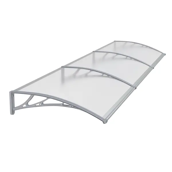 Copertină PREMIUM 300x80 cm, placă 6 mm dintr-o bucată – Gri/Transparent - Gri/Transparent