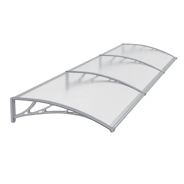 Copertină PREMIUM 360x80 cm, placă 6 mm dintr-o bucată – Gri/Transparent - Gri/Transparent