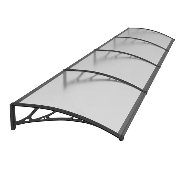 Copertină PREMIUM 400x100 cm, placă 6 mm dintr-o bucată – Negru/Transparent - Negru/Transparent