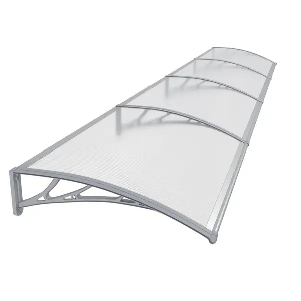 Copertină PREMIUM 400x80 cm, placă 6 mm dintr-o bucată – Gri/Transparent - Gri/Transparent