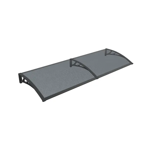 Copertină PREMIUM de ușă 240x100cm / marchiză / adăpost / acoperiș - brațe negre - placă 6mm întreagă antracit - Negru/Antracit