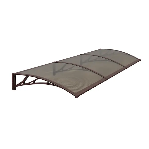 Copertină PREMIUM de ușă 240x150cm / marchiză / adăpost / acoperiș - brațe maro - placă 6mm întreagă bronz - Maro/Bronz