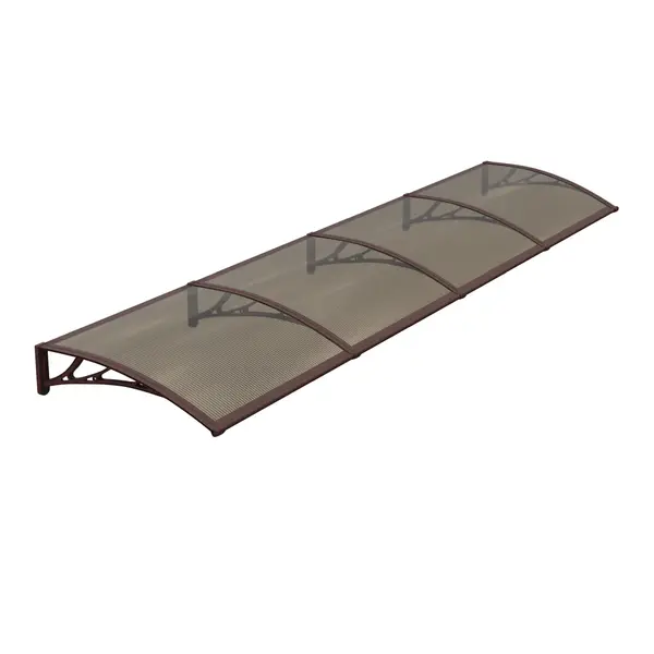 Copertină PREMIUM de ușă 400x150cm / marchiză / adăpost / acoperiș - brațe maro - placă 6mm întreagă bronz - Maro/Bronz