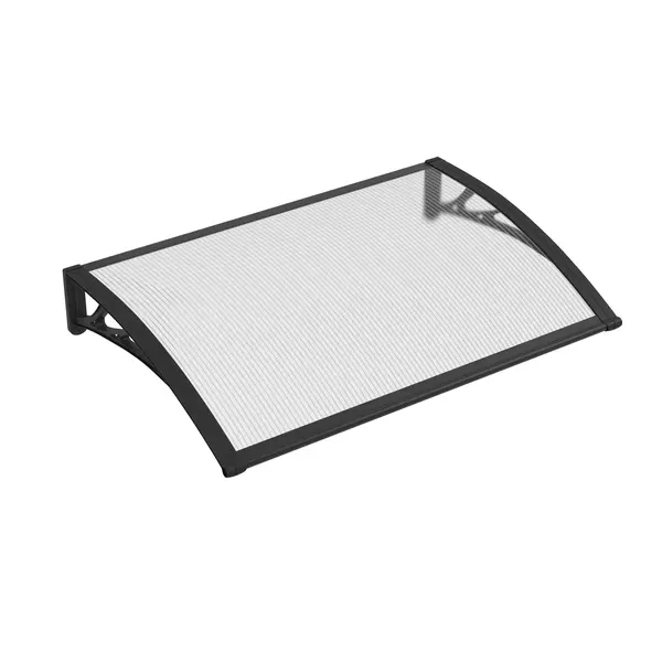 Copertină PREMIUM de ușă 60x60cm / marchiză / adăpost / acoperiș - brațe negre - placă 6mm întreagă transparent - Negru/Transparent