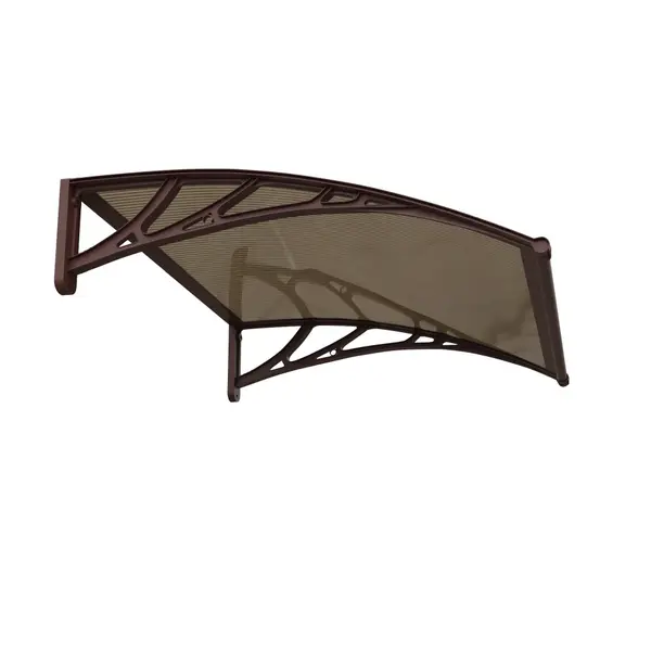 Copertină PREMIUM de ușă 80x80cm / marchiză / adăpost / acoperiș - brațe maro - placă 6mm întreagă bronz - Maro/Bronz