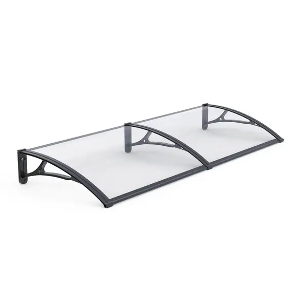 Copertină PRO 200x80 cm din aluminiu și plexiglas – Negru/Transparent - Negru/Transparent