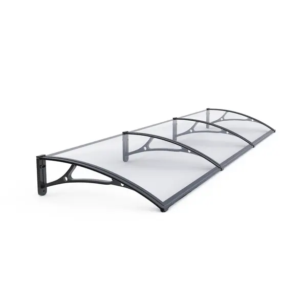 Copertină PRO 360x100 cm din aluminiu și plexiglas – Negru/Transparent - Negru/Transparent