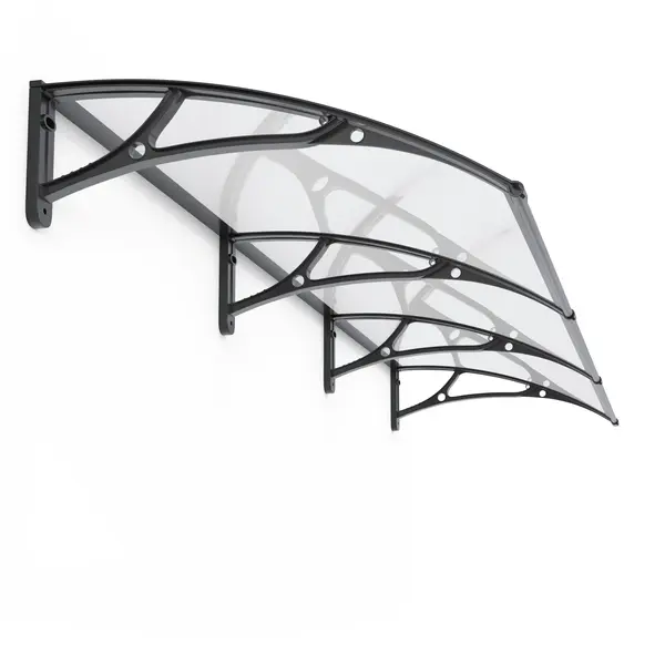 Copertină PRO 360x80 cm din aluminiu și plexiglas – Negru/Transparent - Negru/Transparent