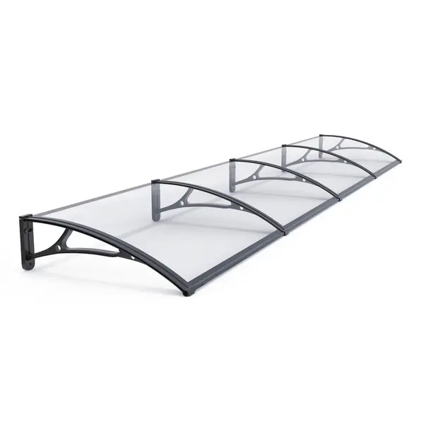 Copertină PRO 400x80 cm din aluminiu și plexiglas – Negru/Transparent - Negru/Transparent
