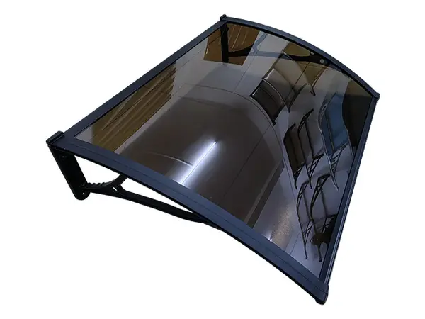 Copertină PRO Alu+Plexiglas de ușă 120x100cm marchiză adăpost acoperiș negru-bronz - Negru/Bronz