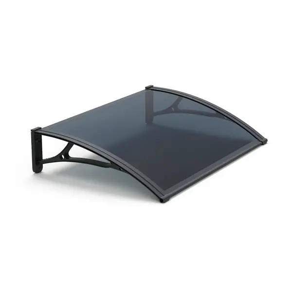 Copertină PRO Alu+Plexiglas de ușă 120x100cm marchiză adăpost acoperiș negru-antracit - Negru/Antracit