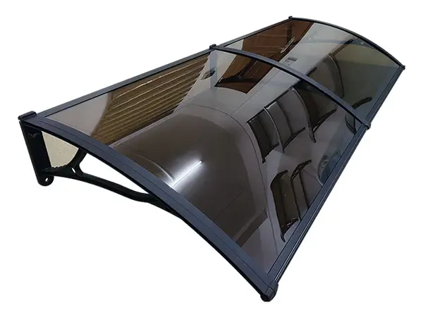Copertină PRO Alu+Plexiglas de ușă 120x150cm marchiză adăpost acoperiș negru-bronz - Negru/Bronz