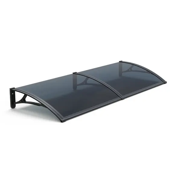 Copertină PRO Alu+Plexiglas de ușă 200x120cm marchiză adăpost acoperiș negru-antracit - Negru/Antracit