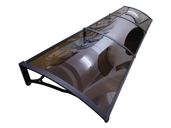 Copertină PRO Alu+Plexiglas de ușă 300x120cm marchiză adăpost acoperiș negru-bronz - Negru/Bronz