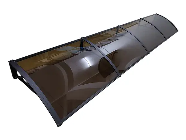 Copertină PRO Alu+Plexiglas de ușă 360x150cm marchiză adăpost acoperiș negru-bronz - Negru/Bronz