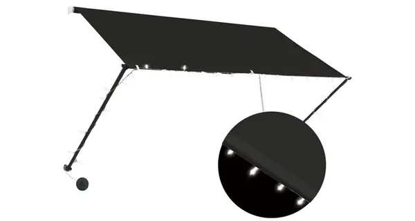 Copertina retractabila cu led, antracit, 250 x 150 cm
