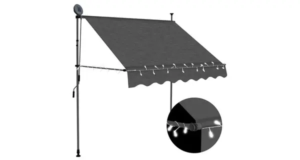 Copertina retractabila manual cu led, antracit, 100 cm