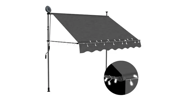 Copertina retractabila manual cu led, antracit, 150 cm