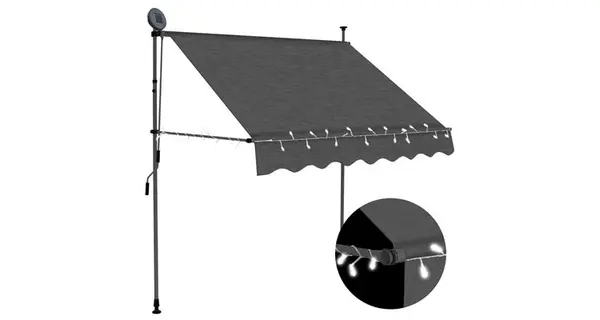 Copertina retractabila manual cu led, antracit, 200 cm