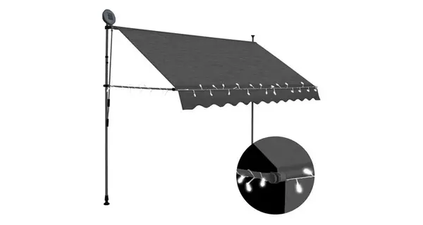 Copertina retractabila manual cu led, antracit, 300 cm