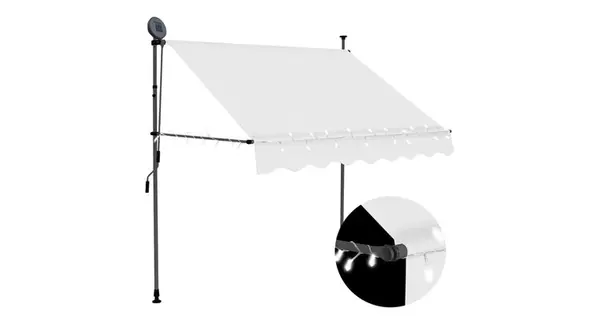 Copertina retractabila manual cu led, crem, 150 cm