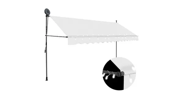 Copertina retractabila manual cu led, crem, 350 cm