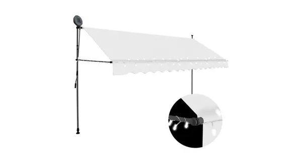 Copertina retractabila manual cu led, crem, 400 cm