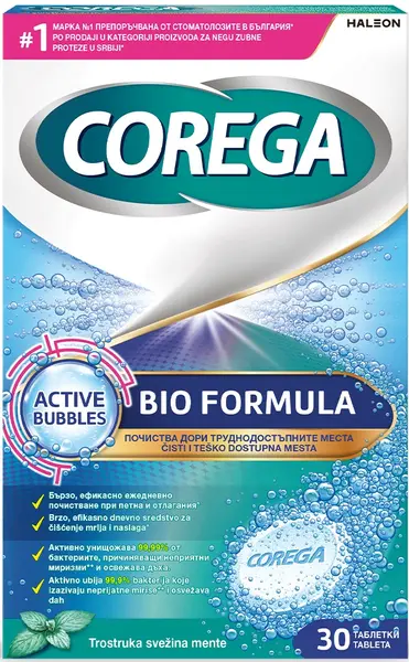 Corega Tablete de curățare a protezelor dentare Bio Formula, 30 buc