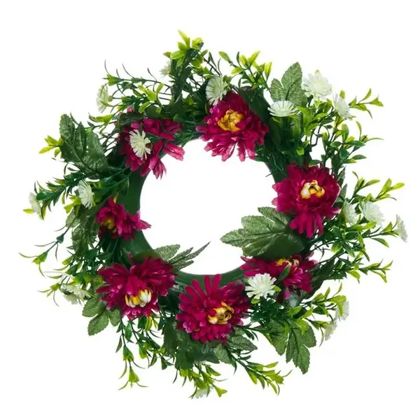 Coronita decorativa artificiala cu flori colorate,plastic, 24 cm
