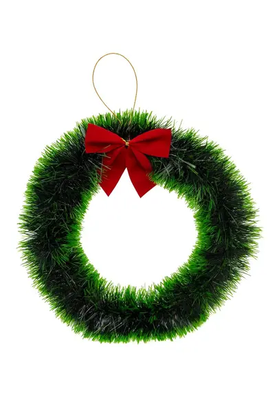 Coronita decorativa Craciun cu funda rosie - model clasic pentru usa sau perete, 30cm