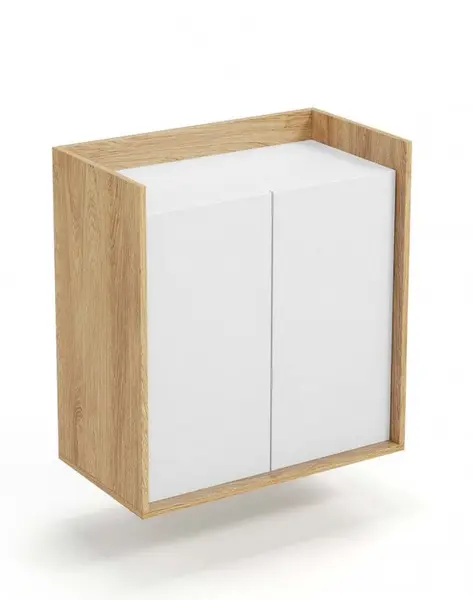 Corp depozitare modular Mobius 2D natur/alb – H83 cm