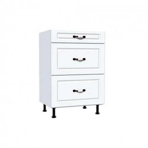 Corp inferior 50 cu 3 sertare metalice greutate Zebra MDF alb
