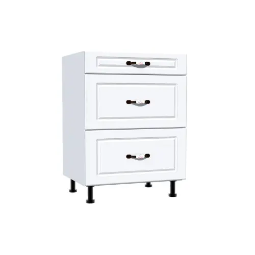 Corp inferior 60 cu 3 sertare metalice pentru greutate Zebra MDF alb