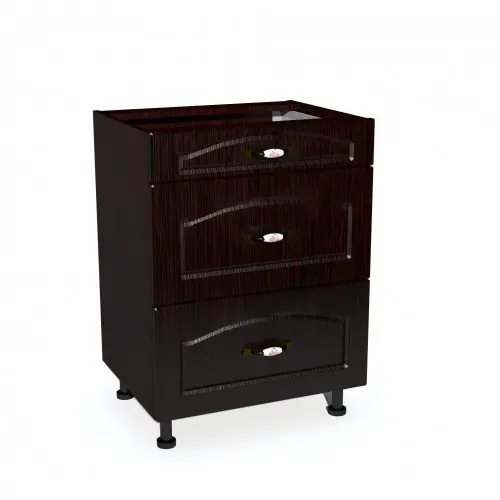 Corp inferior 60 cu 3 sertare metalice pentru greutate Zebra MDF mustata wenge