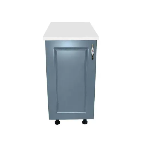 Corp inferior cu 1 Usa Zebra, Alb / MDF Albastru, si blat Alb 40 x 85 x 60