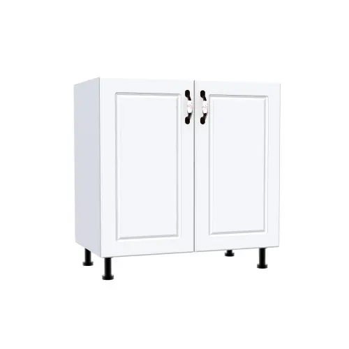 Corp inferior cu 2 usi 80 cm Zebra, Alba/MDF Alb Mat, fara blat 80 x 82 x 50