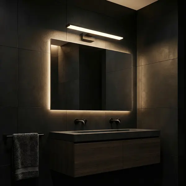 Corp LED baie negru ,12w, 4000K, lumina neutra, lumina neutra, cu protectie IP44, 600mm - Default Title
