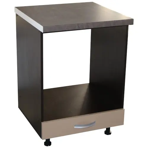 Corp pentru cuptor incorporabil cu sertar Zebra, Wenge/Cappuccino, cu blat beton, 60 x 85 x 60 cm