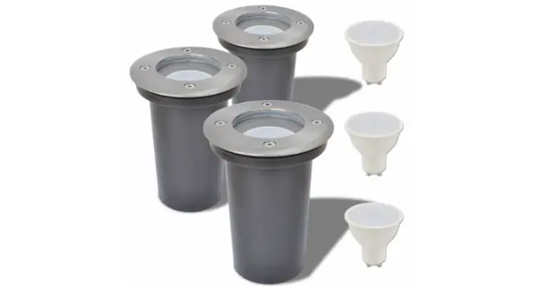 Corpuri de iluminat LED pentru sol, exterior, rotunde, 3 buc.