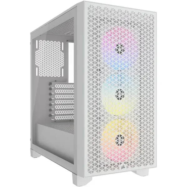 CORSAIR Carcasa Corsair 3000D, RGB, ATX, Mid-Tower, fara sursa, 3 ventilatoare incluse, Alb