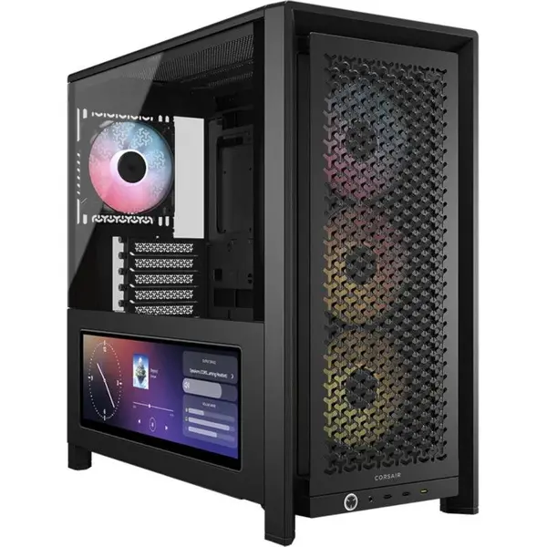 CORSAIR Carcasa PC Corsair FRAME 4000D LCD RS ARGB, Mid-Tower, ATX, 4 ventilatoare incluse RS120 PWM ARGB, Negru