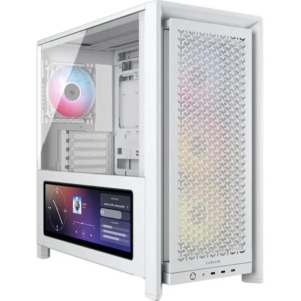 CORSAIR Carcasa PC Corsair FRAME 4000D LCD RS ARGB, Mid-Tower, ATX, 4 ventilatoare incluse RS120 PWM ARGB, Alb